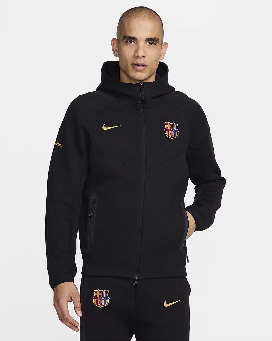 Felpa da calcio con cappuccio e zip a tutta lunghezza Nike FC Barcelona Tech Fleece Windrunner Uomo